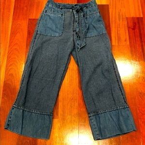 J Crew lightweight two toned denim cropped pants